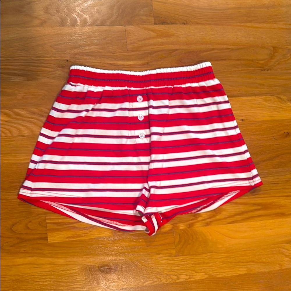 Striped Red and White Women's Shorts